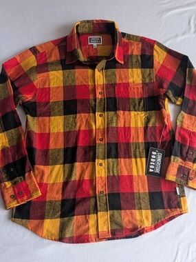 Cornerstore Bodega Men's Plaid Button-Down Shirt L - Red & Yellow